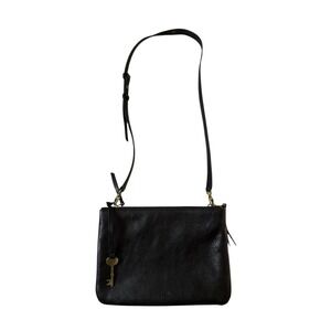 Fossil Devon Crossbody Purse Bag Black Double Zip